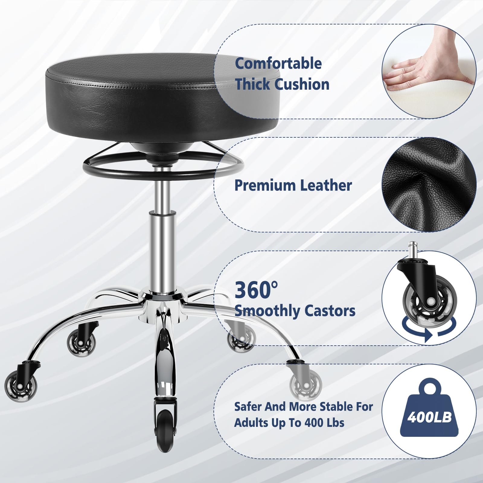 Mineloff stool in salon setup for lash nail and spa workflows.