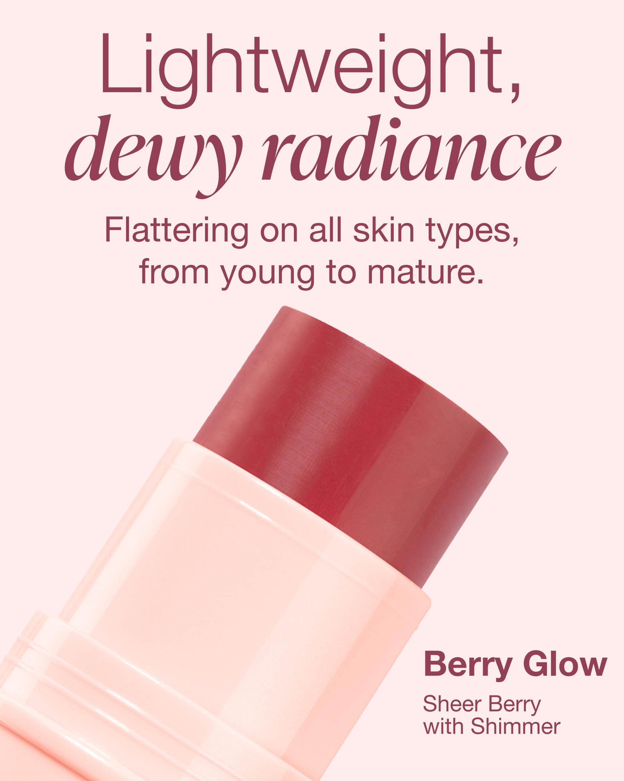 Mineral Fusion berry-glow lip application adds soft, nourishing color.