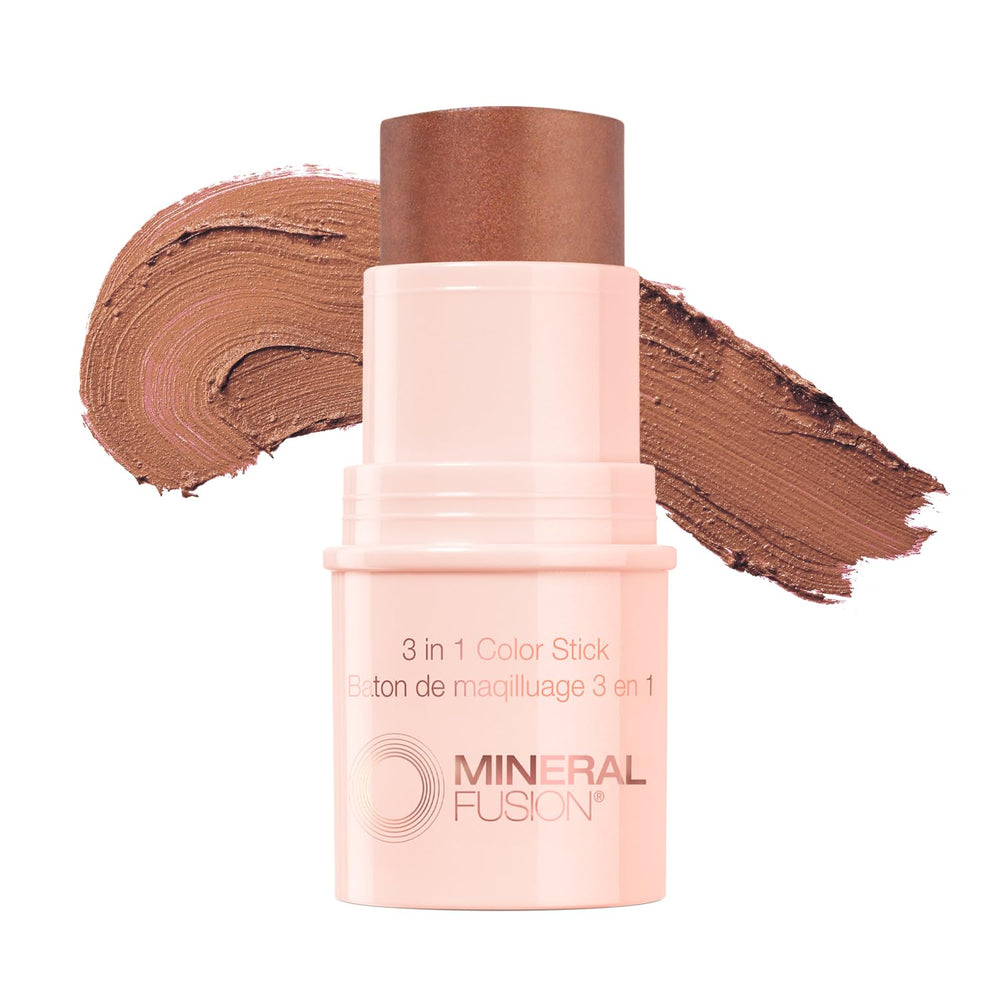 Mineral Fusion 3-in-1 Color Stick twist applicator delivering effortless color.