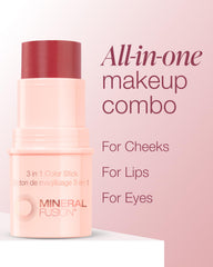 Mineral Fusion 3-in-1 Color Stick Berry Glow eye-shade adds subtle shimmer with buildable intensity