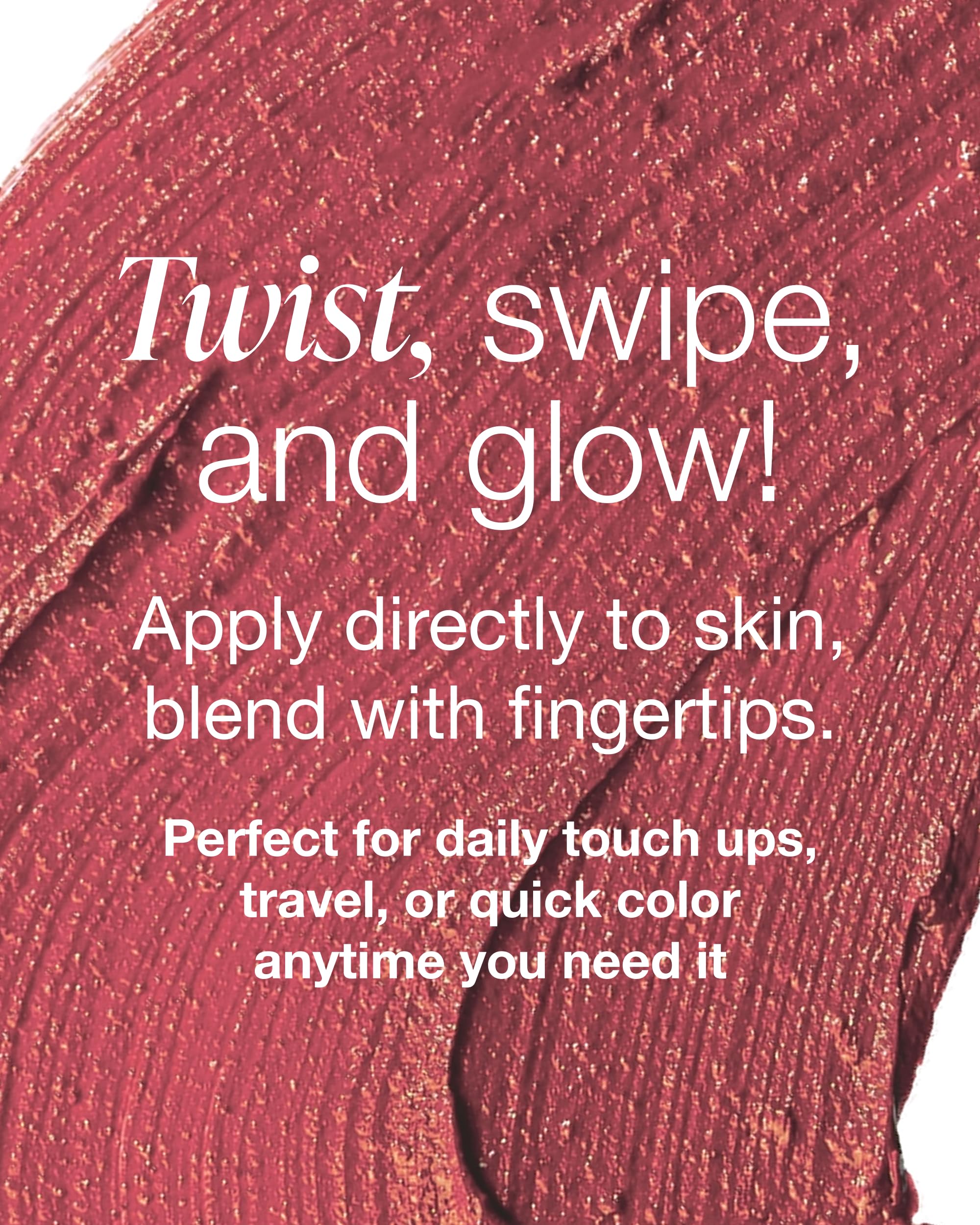 Mineral Fusion 3-in-1 Color Stick Berry Glow swatch displays buildable color