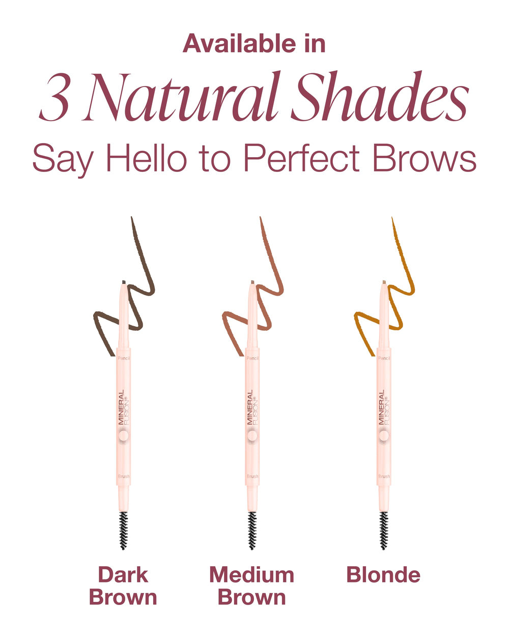 Mineral Fusion brow pencil packaging highlights vegan, cruelty-free punch.