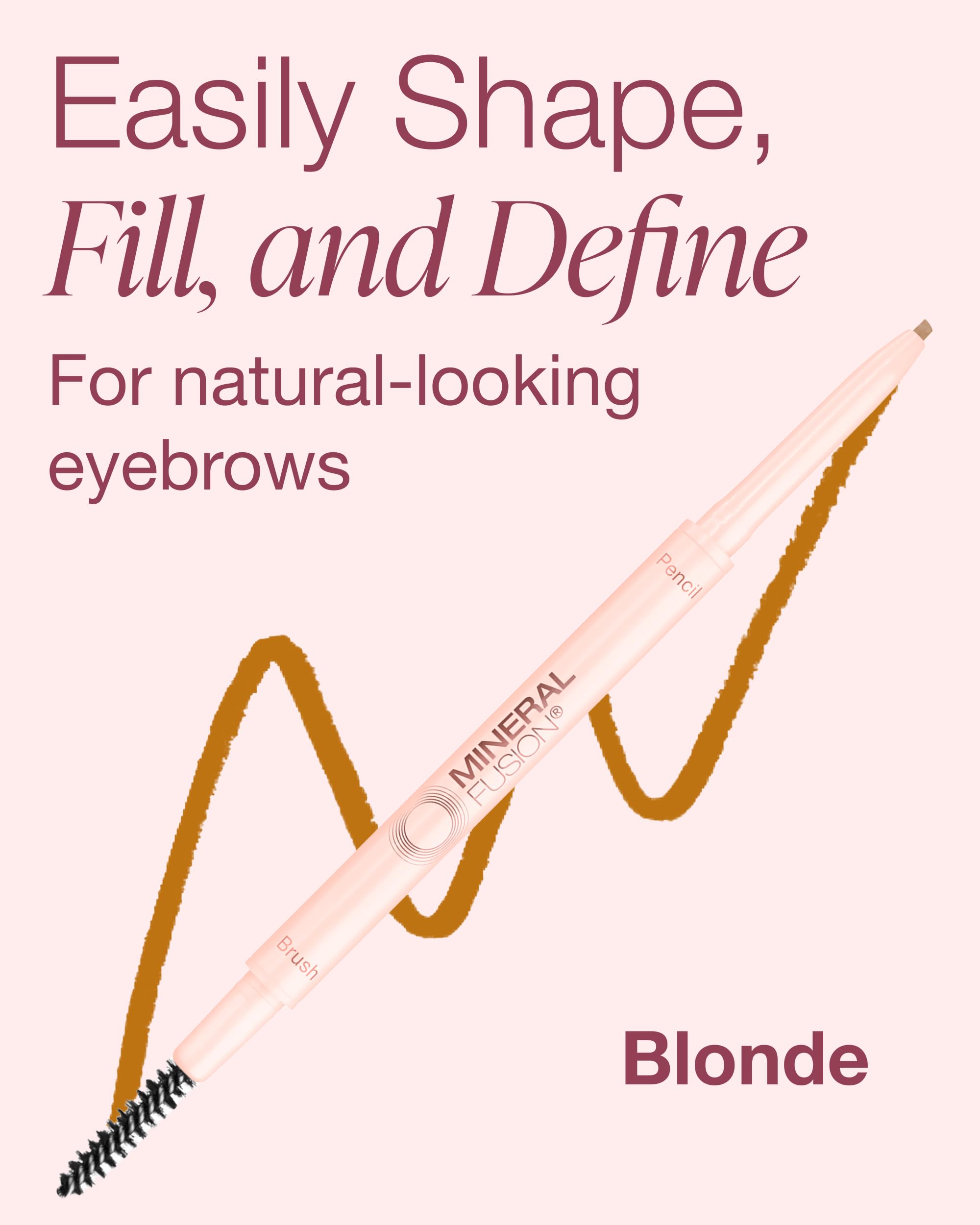 Mineral Fusion brow pencil velvety pigment closeup reveals smooth buildable color