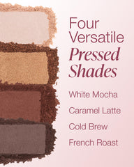 Mineral Fusion Coffee Break transition shades blending from matte to shimmer on skin