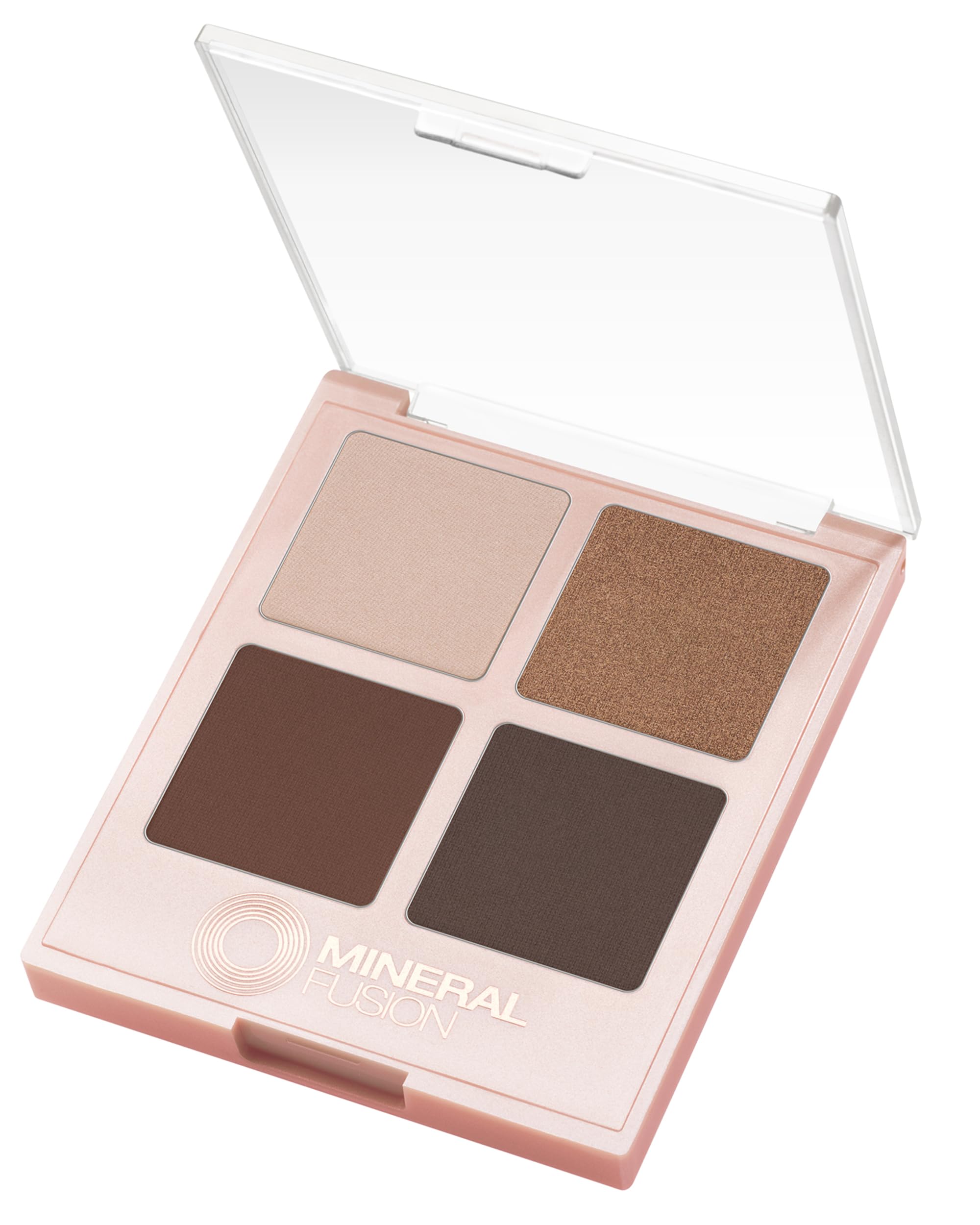 Mineral Fusion Coffee Break palette cover showing four versatile shades for daily looks