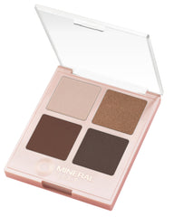 Mineral Fusion Coffee Break palette cover showing four versatile shades for daily looks