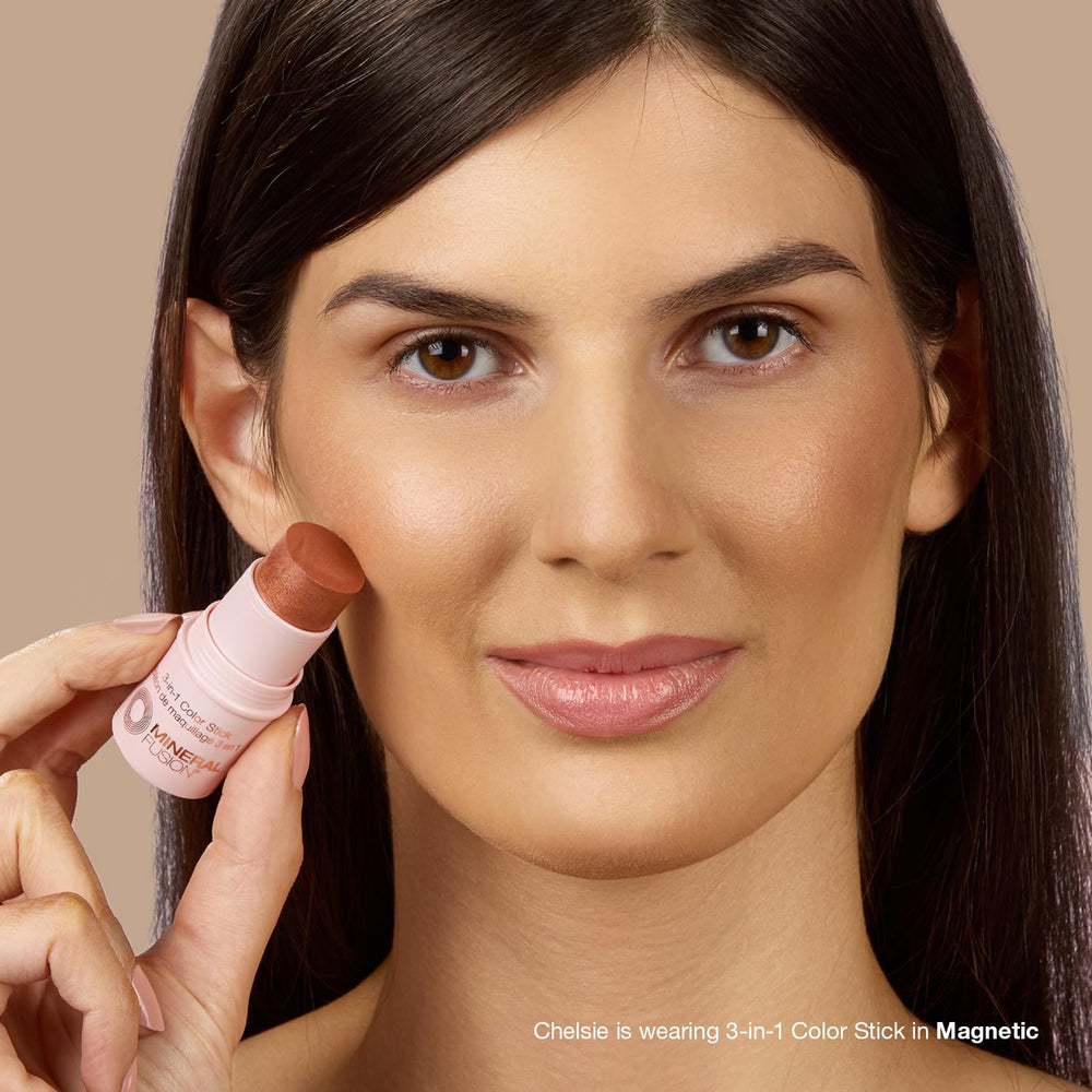 Mineral Fusion lip tint from the 3-in-1 Color Stick adds natural shimmer.