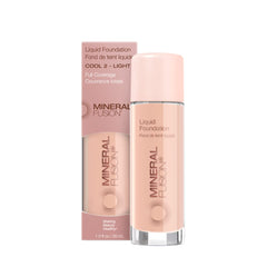 Mineral Fusion Full Coverage Foundation pump bottle shows all-day hydration and a matte finish.