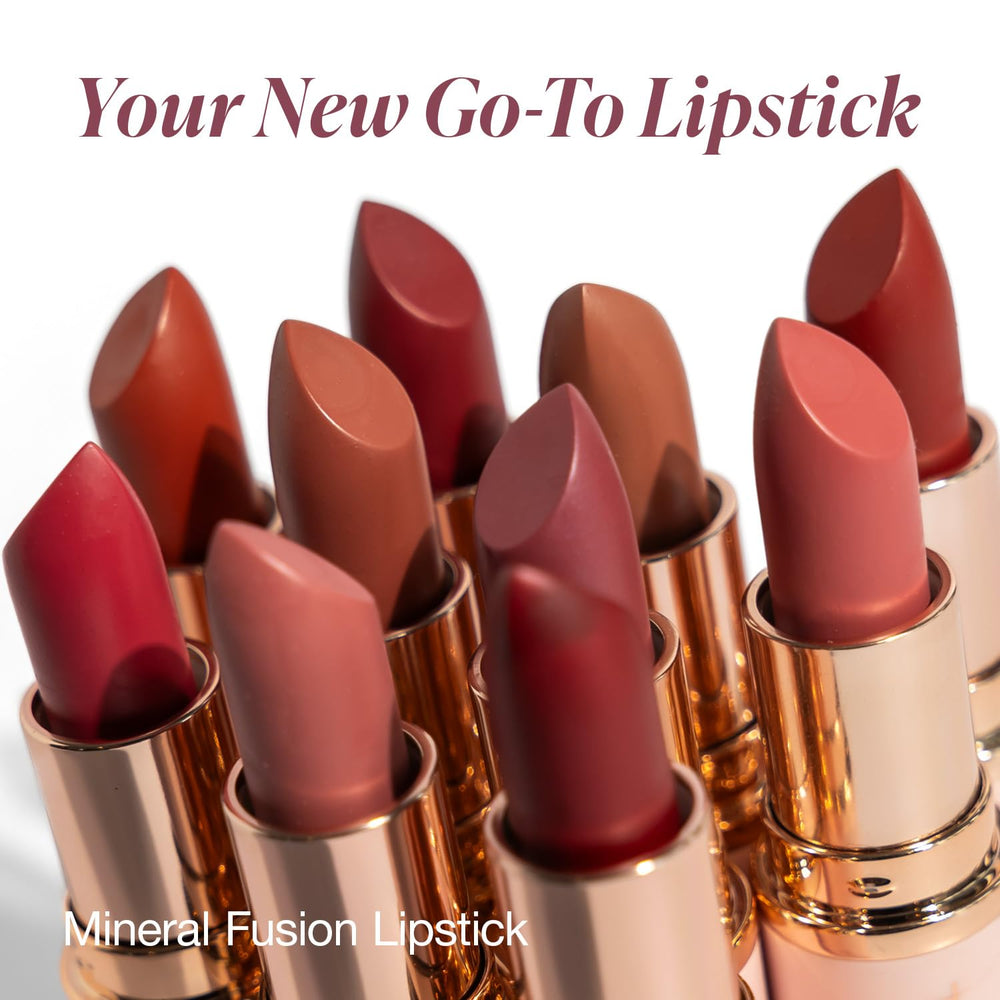 Mineral Fusion Lipstick Negroni pigment image emphasizes rich color and clean formula