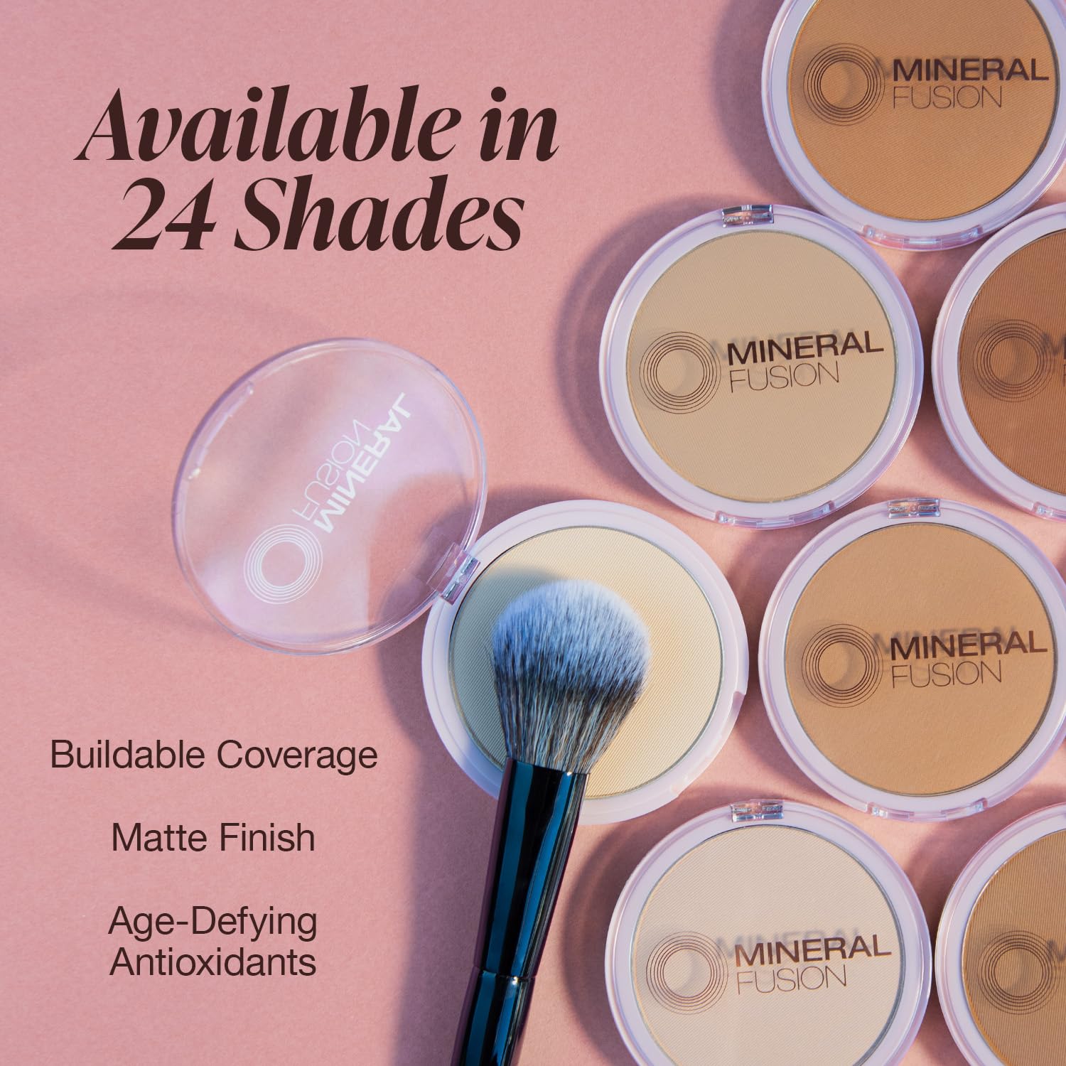 Mineral Fusion pressed powder foundation camera-ready look in natural light