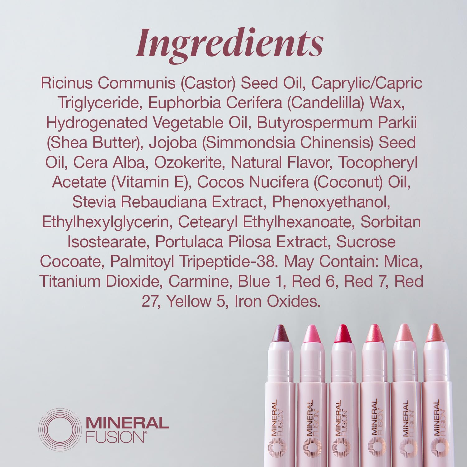 Mineral Fusion two-in-one lip tint and blush for quick makeup.