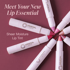 Mineral Fusion lip tint swatches reveal buildable sheer color.