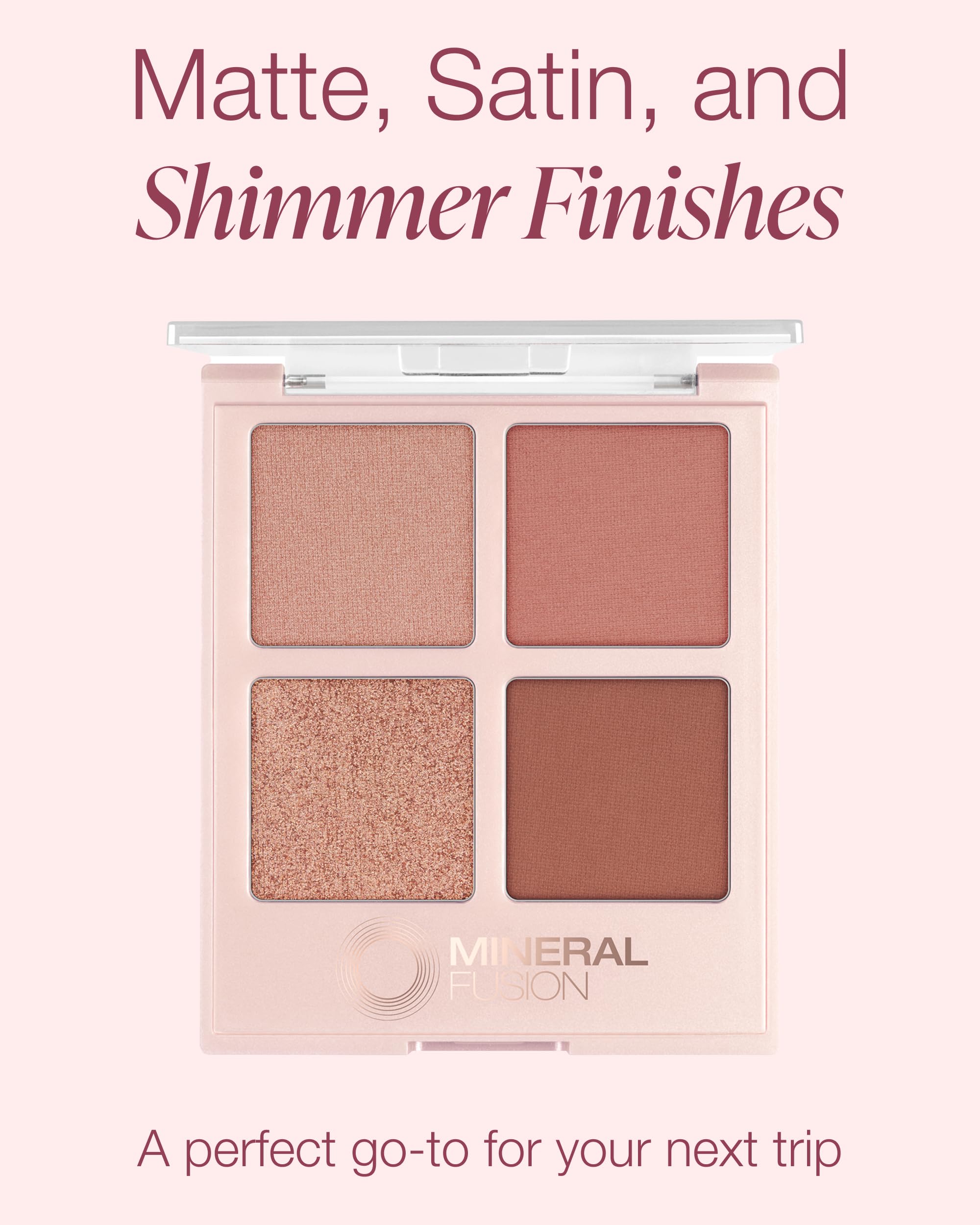 Mineral Fusion Summer Vacation palette top view demonstrates compact, portable makeup.