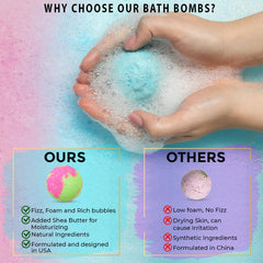 Mineral Me California bath-bomb-shea-butter-moisturizing zoom view shows skin care.