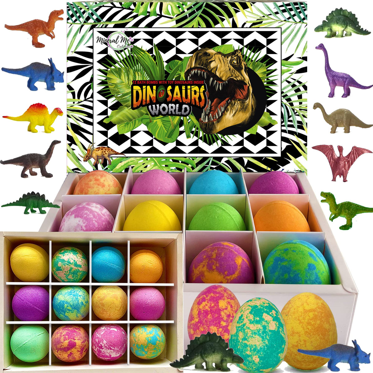 Mineral Me California dino egg bath bombs pack ready for kids' bath time fun