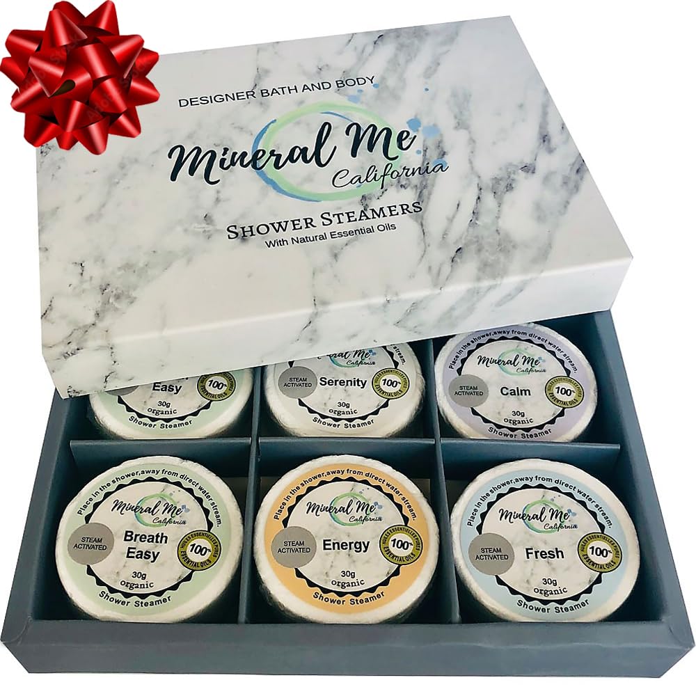 Mineral Me California orange aroma shower steamer for bright morning energy and mood lift.