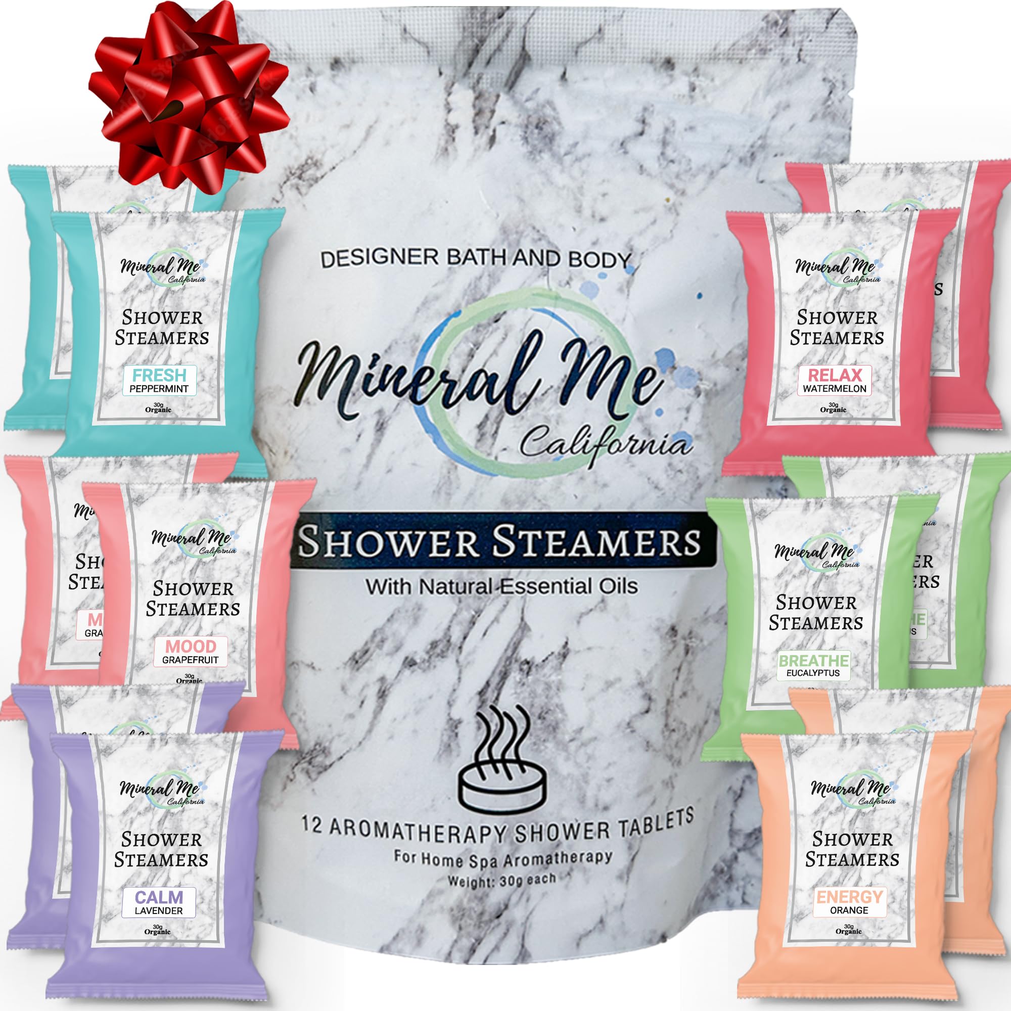 Mineral Me California shower steamer gift box showcases thoughtful self-care gift.