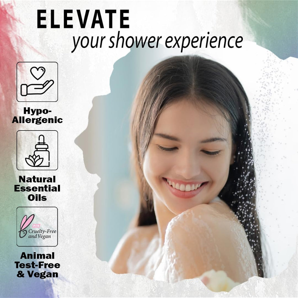 Mineral Me California shower-steamer in a steamy shower scene.