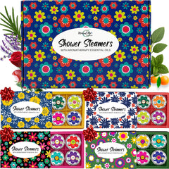 Mineral Me California shower steamers 24-pack boxes with gift-ready packaging for easy gifting.