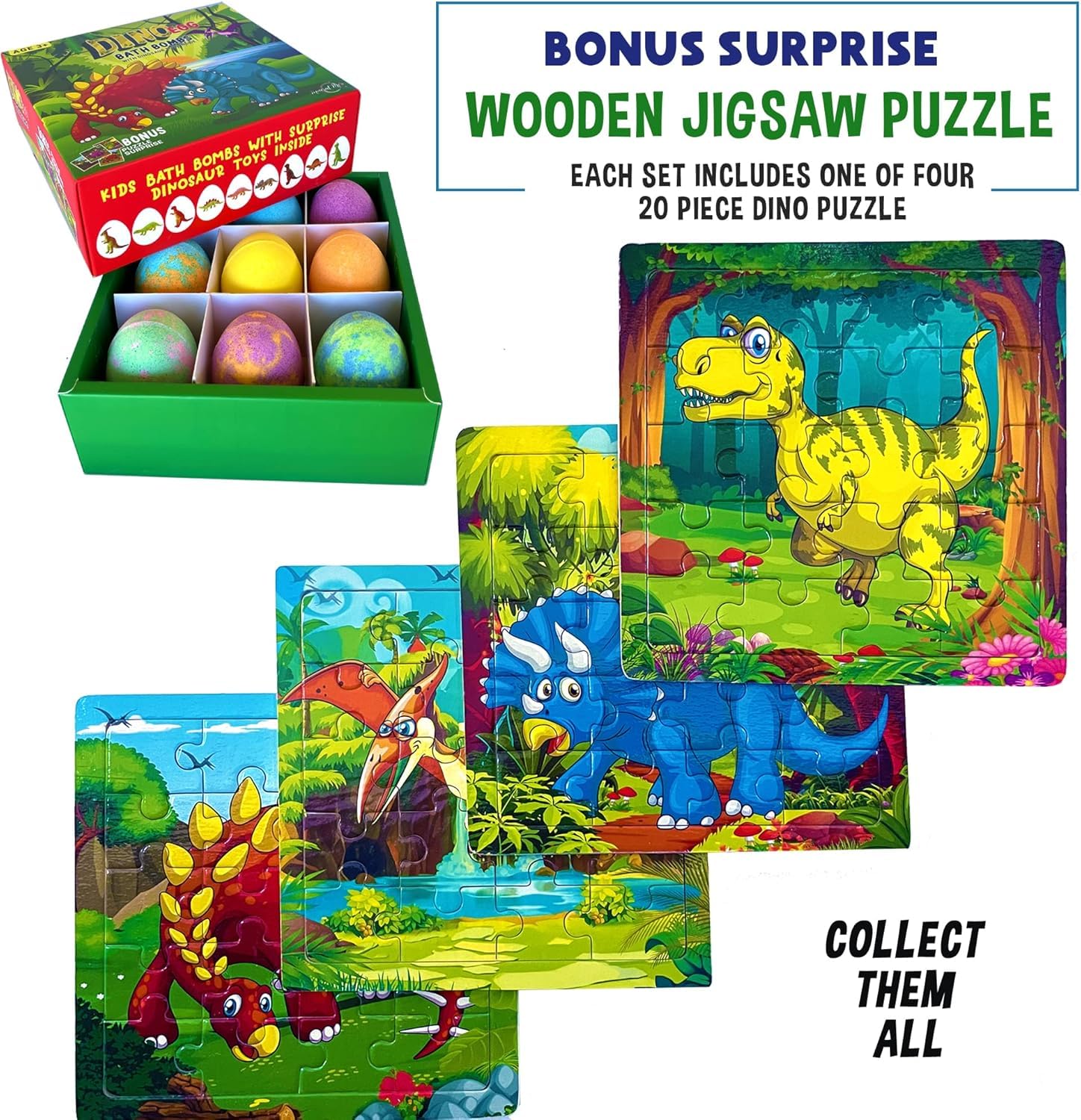 Mineral Me California surprise-toy bath bomb comes with dinosaur puzzle for extra play.