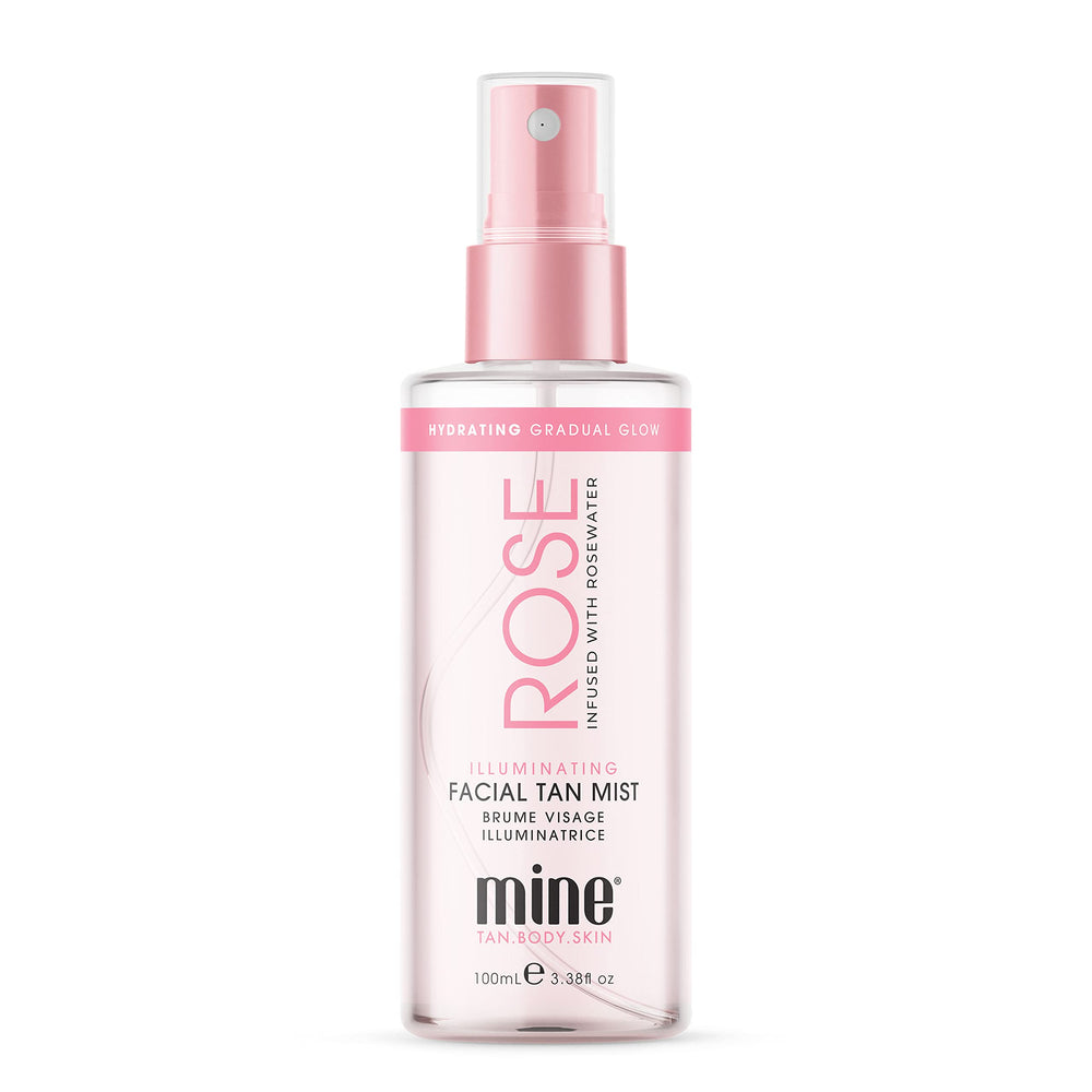 Minetan Rose Face Tan Mist bottle for easy, even daily glow