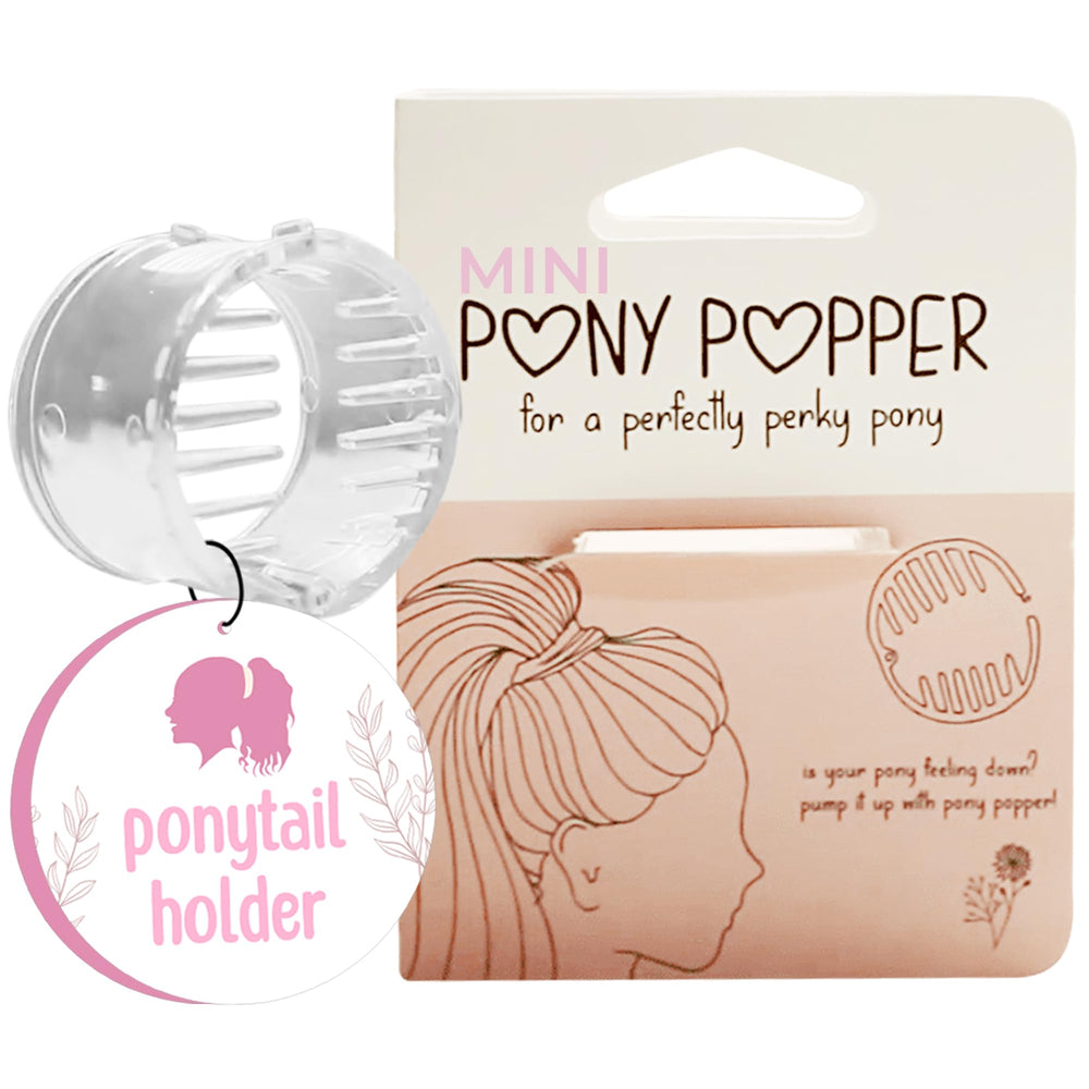 Mini Pony Popper Lift Clip clear holds hair for natural-looking lift.