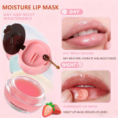 Miniling propolis strawberry lip balm closeup emphasizes natural nourishment for lips.