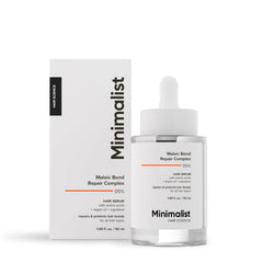 Minimalist hair serum bottle front for strengthened hair
