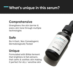 Minimalist Niacinamide Serum hydration drop emphasizing 1% hyaluronic acid for lasting moisture.