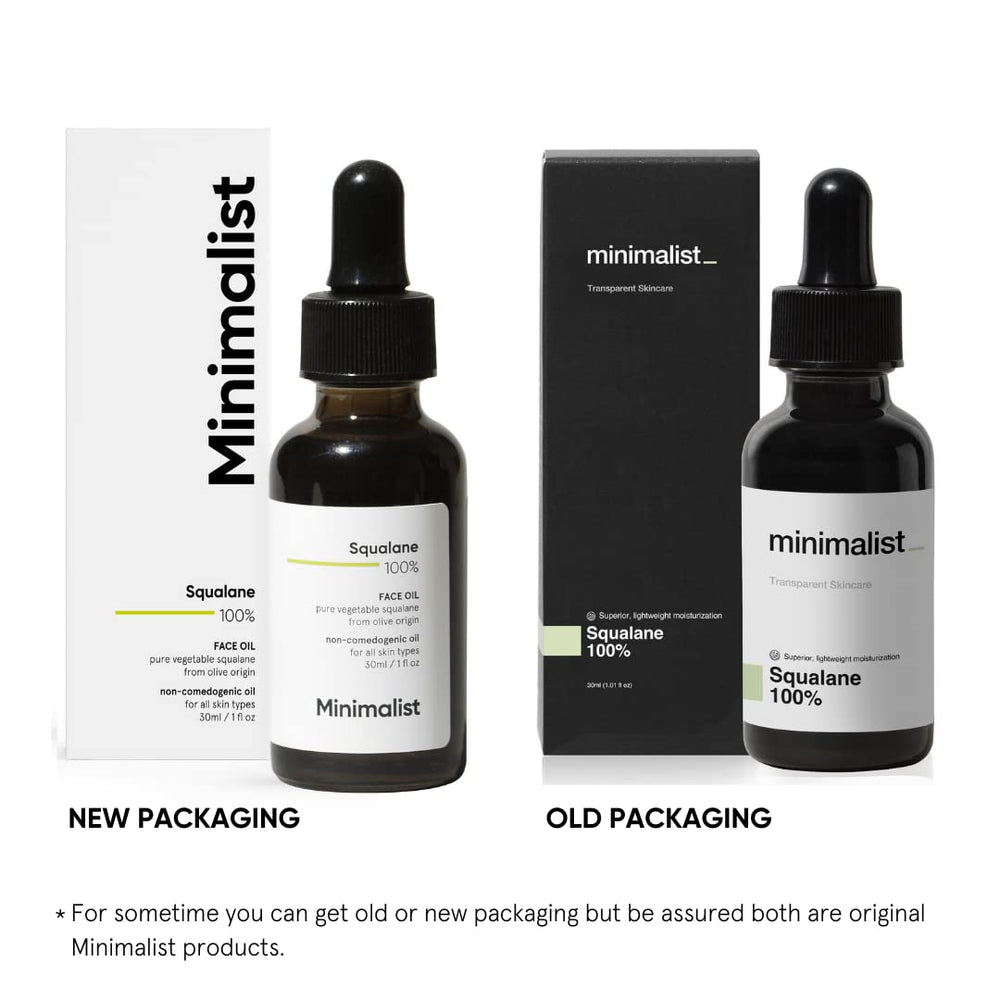 Minimalist Squalane daily routine image suggests morning and evening skincare flexibility.