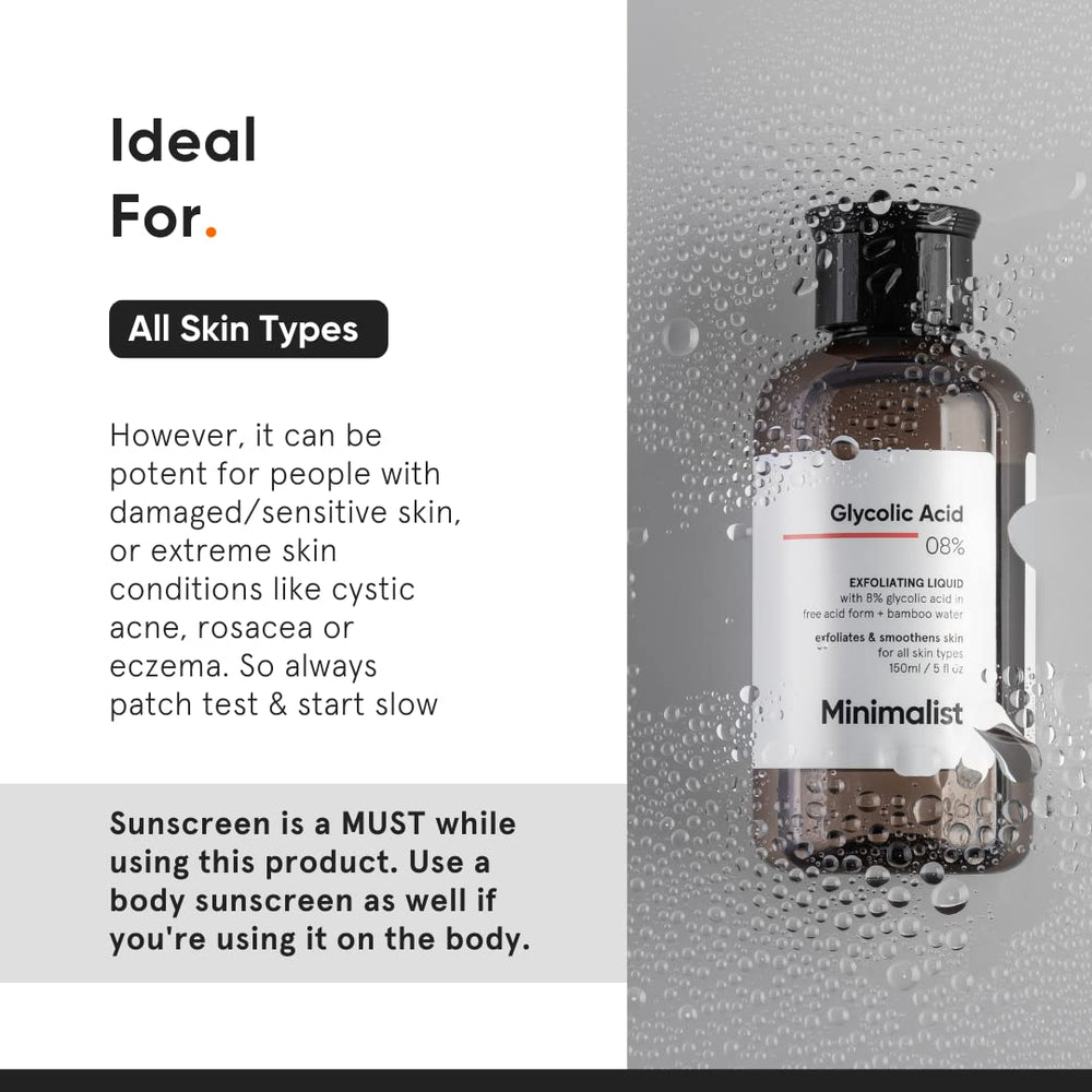 Minimalist toner applied to body for smoother skin.