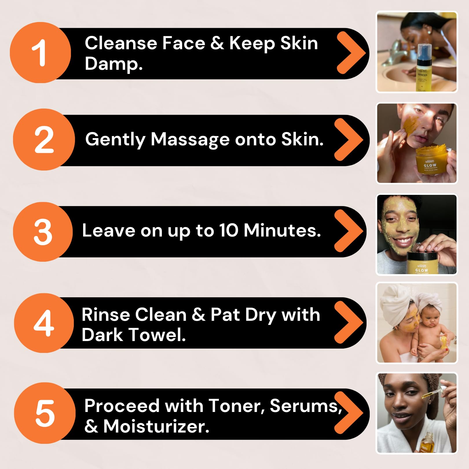 Minimo Glow Turmeric Face Scrub bottle on bathroom shelf conveys daily skincare ritual