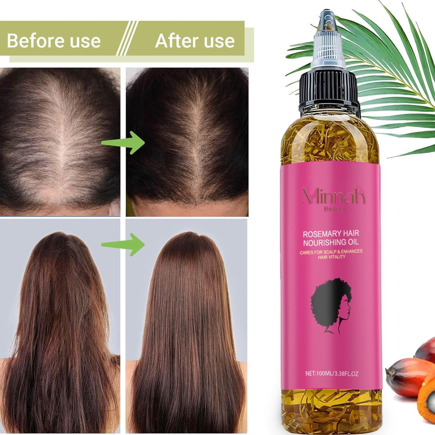 Minnah Beauty Rosemary ingredient closeup; provides refreshing scalp feel and aromatic lift.