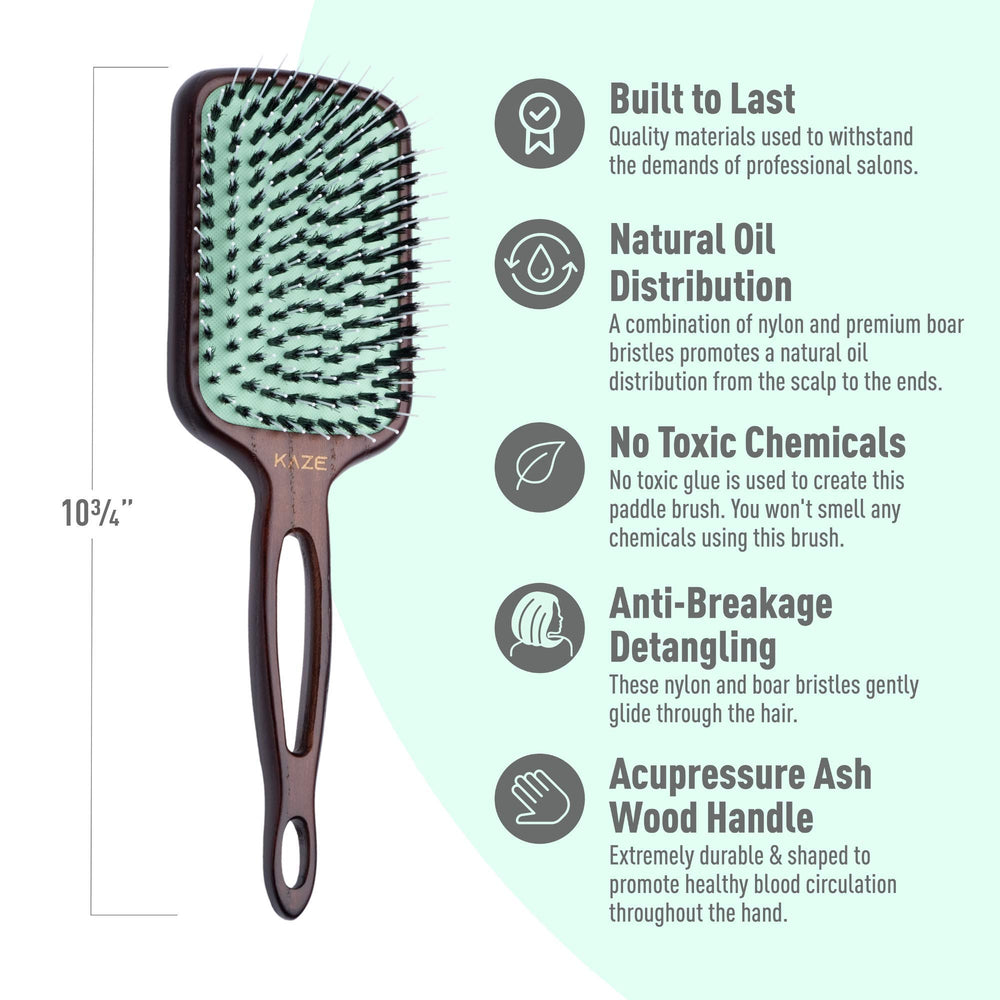 MINT anti-breakage bristles close-up highlighting smooth glide through hair.