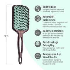 MINT anti-breakage bristles close-up highlighting smooth glide through hair.