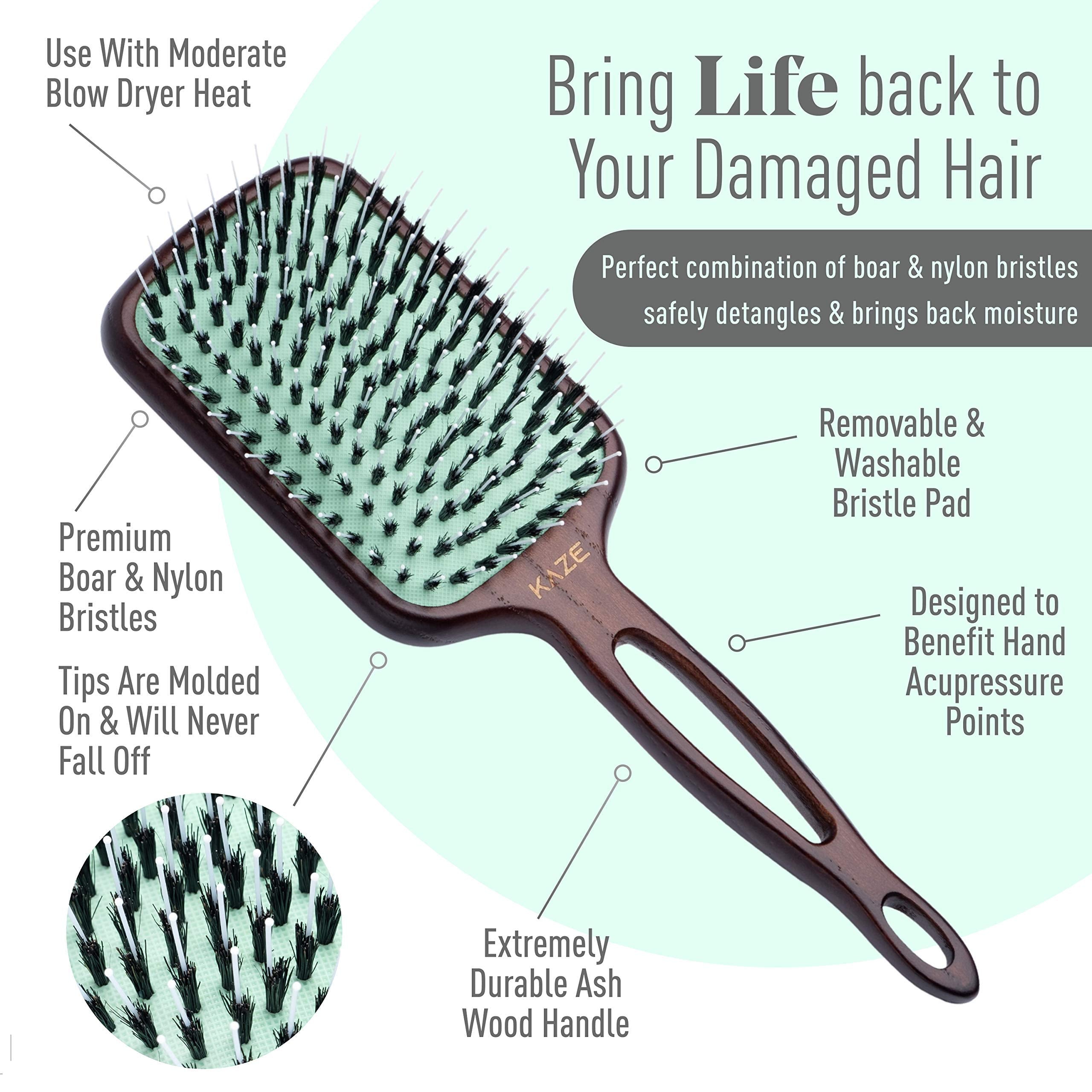 MINT detangling brush on wet hair for smoother, less-frizz styling.