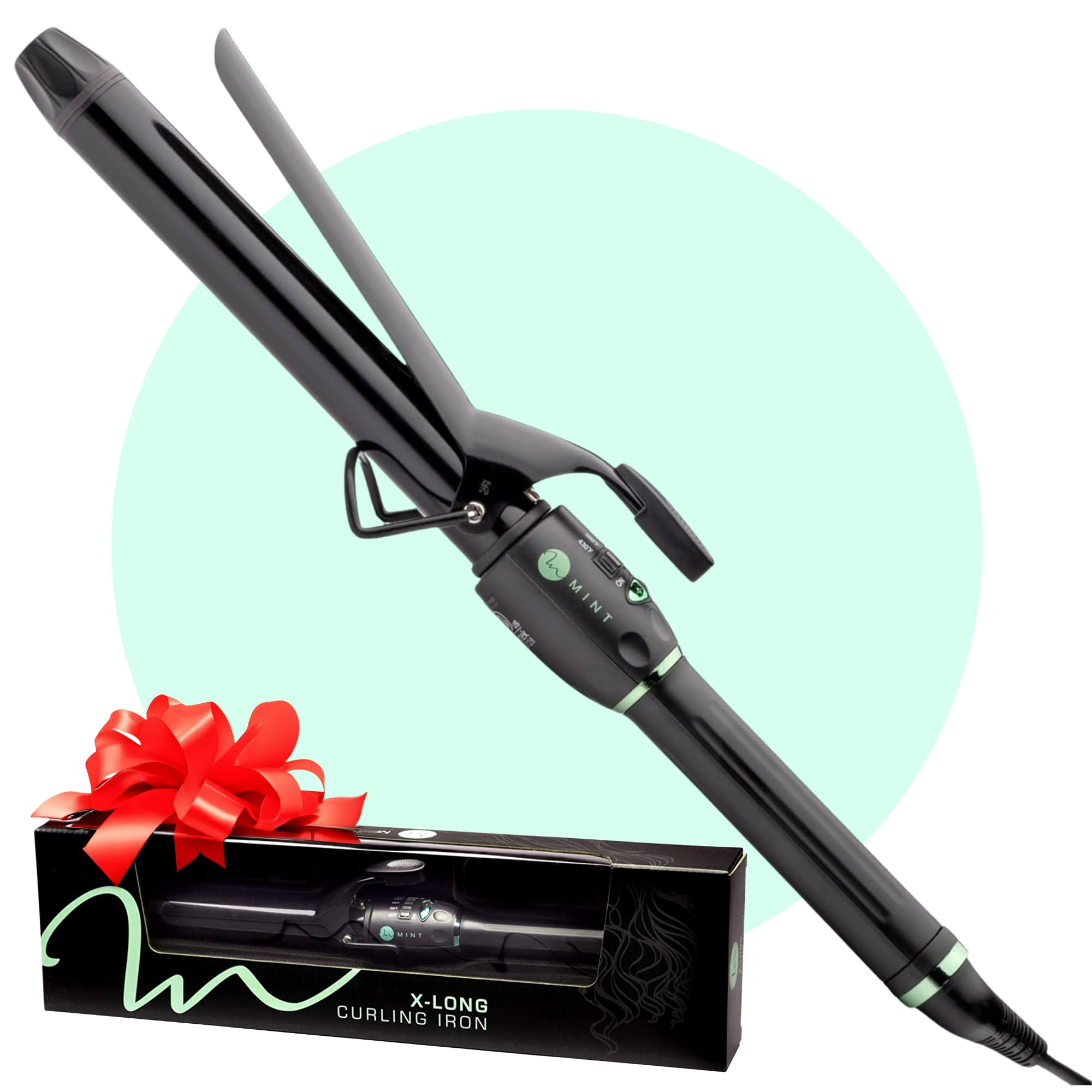 MINT Pro extra-long 1-inch curling iron barrel for fast, even curls.