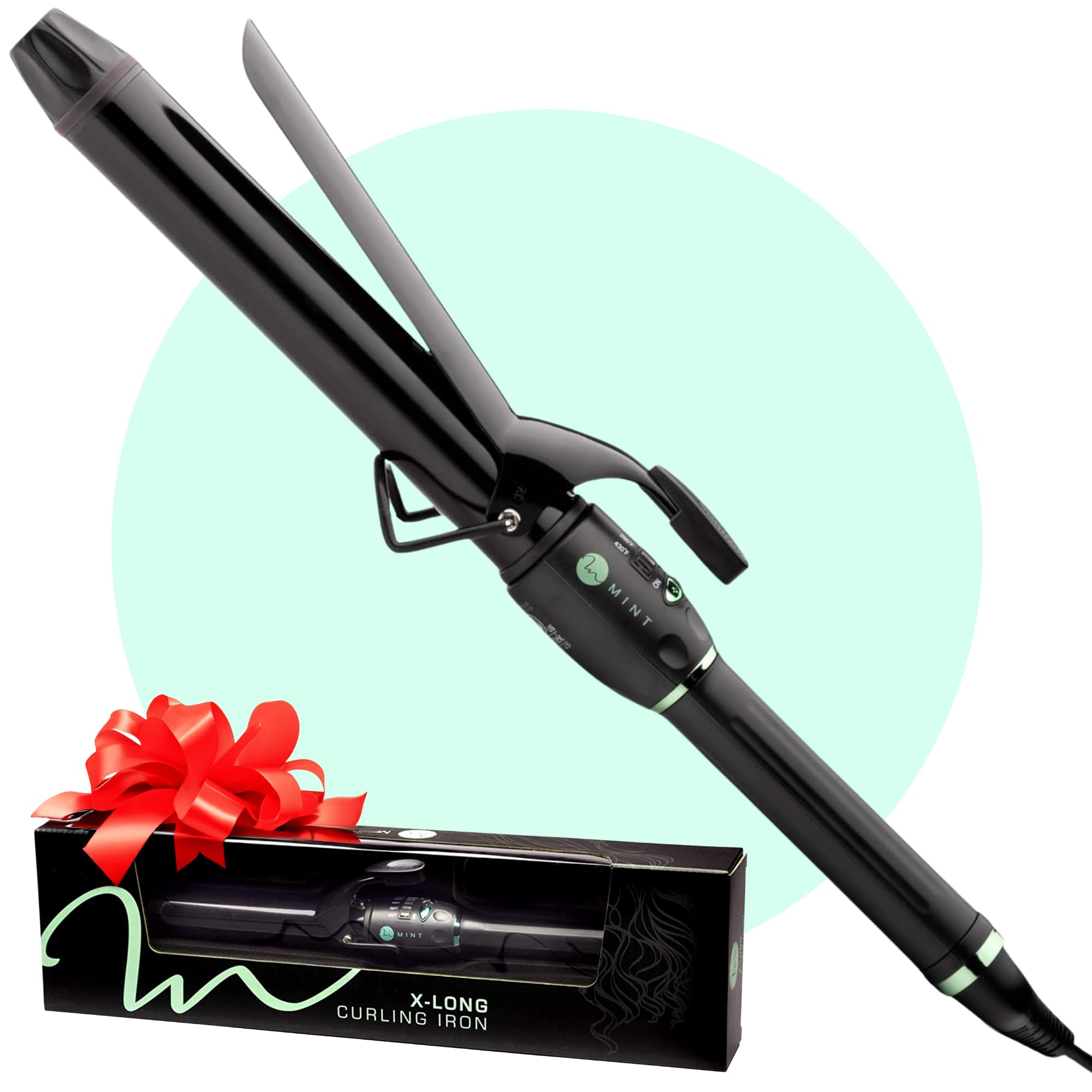 MINT Professional extra-long barrel closeup showing even heat distribution for smooth salon-quality curls