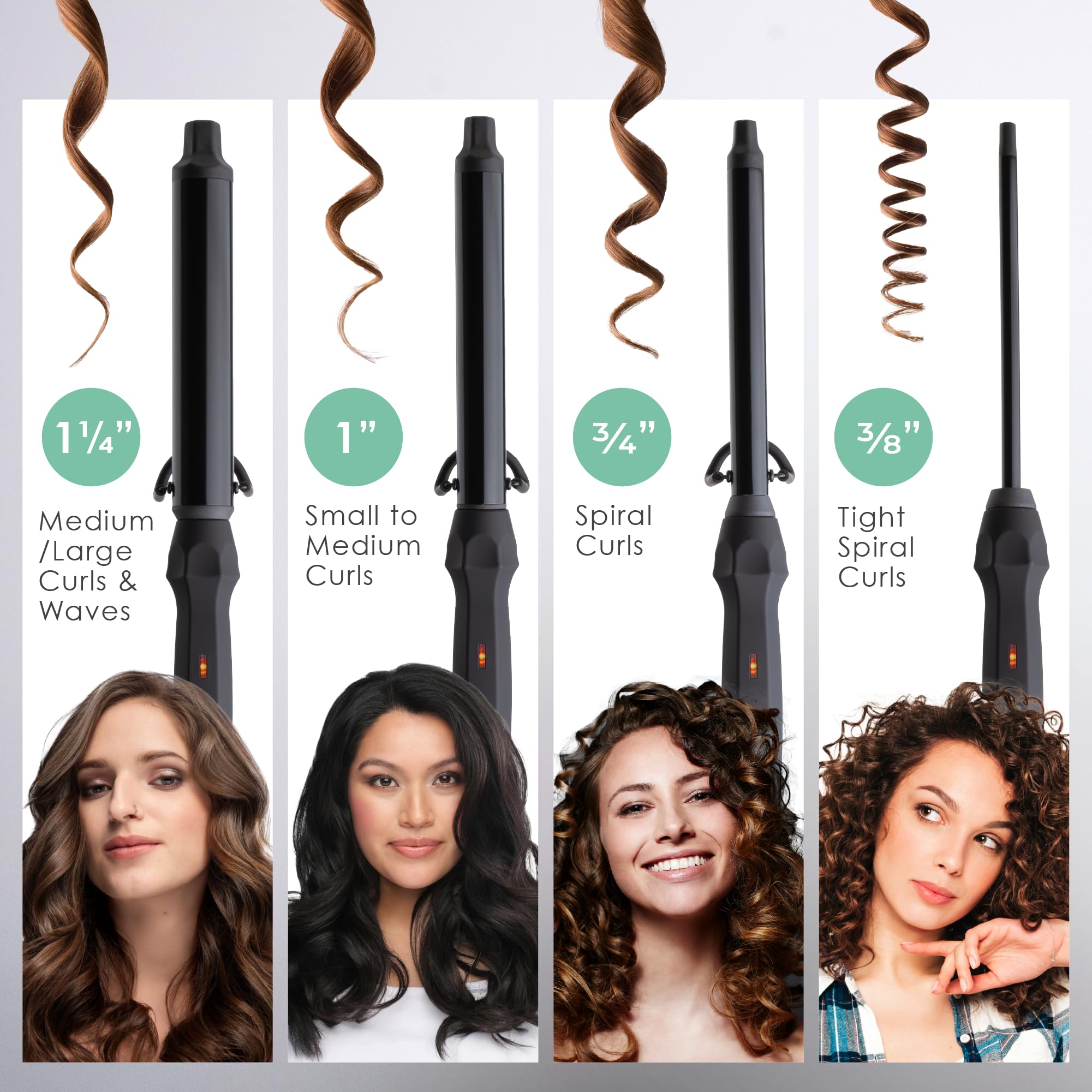 MINT Professional wand adjustable temperature 230-430F for versatile hair types.