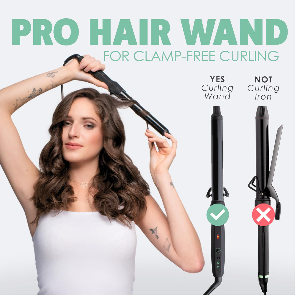 MINT Professional wand long barrel 6-5inch distributes heat evenly on long hair.