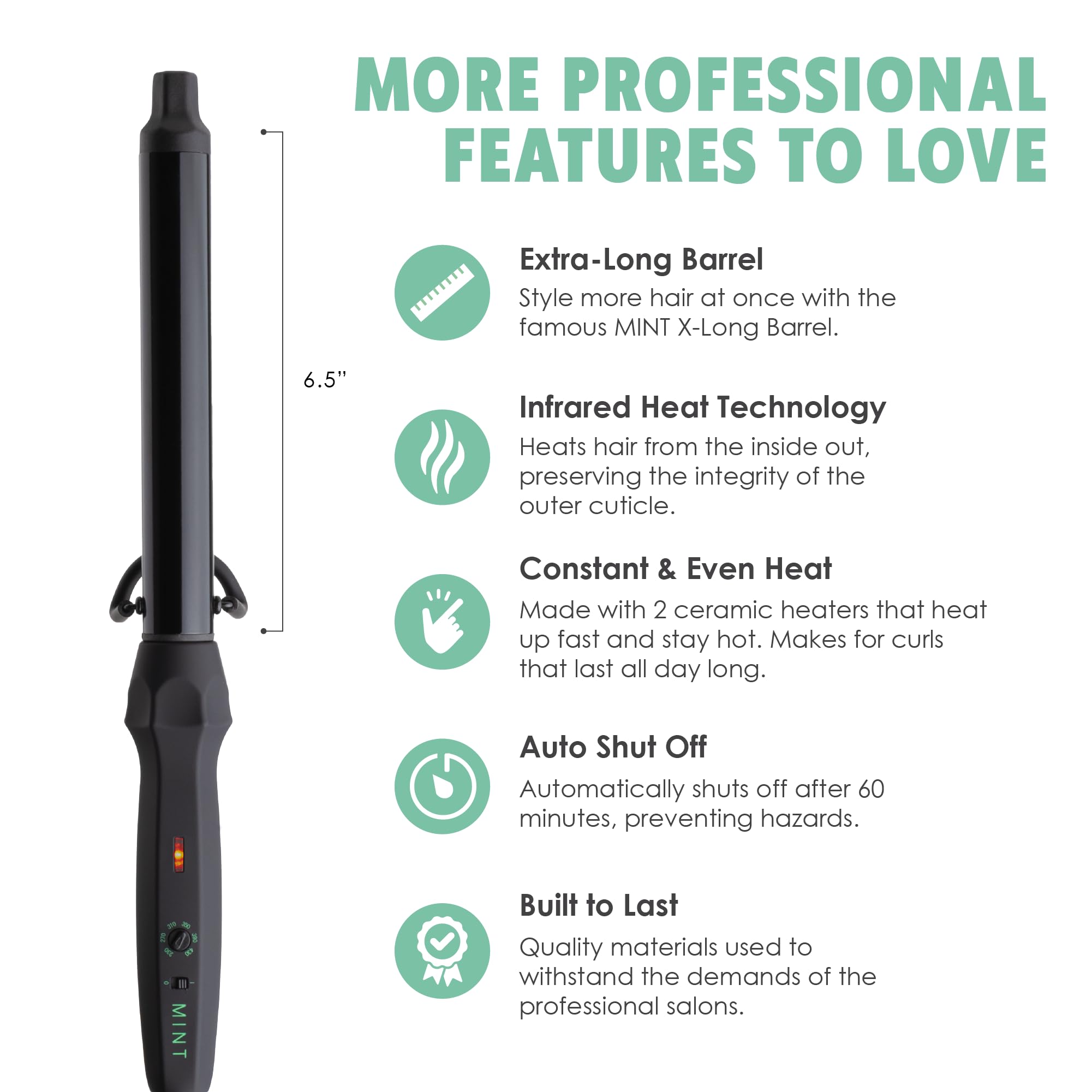 MINT Professional wand worldwide dual voltage ideal for travel styling.