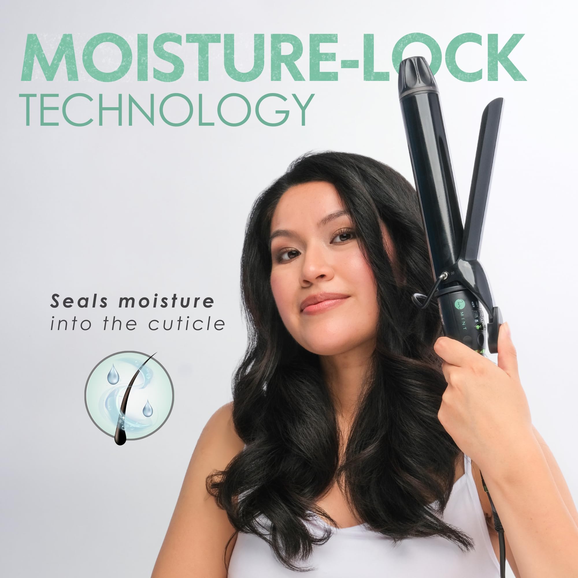 Mint travel-ready dual voltage works worldwide for styling on the go.