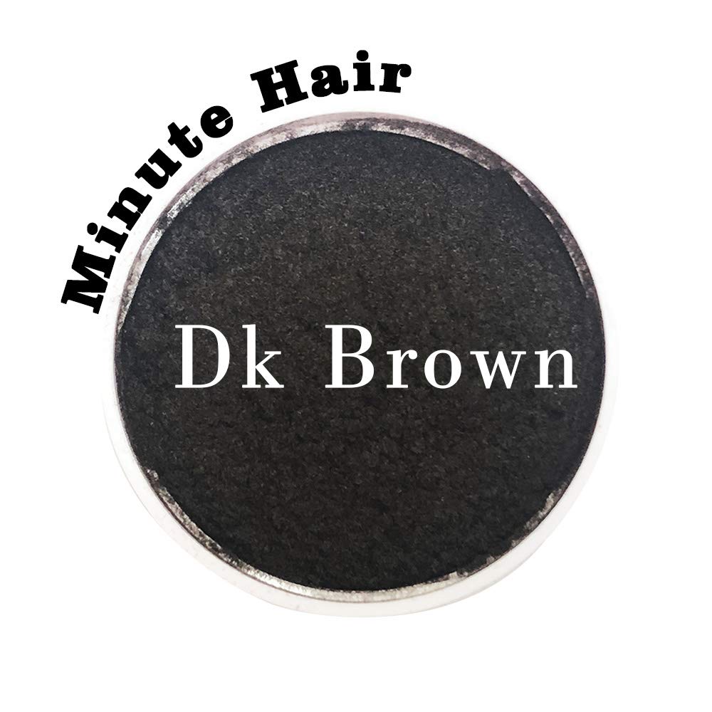 Minute Hair dispense bottle application shows fibers dispensing for thinning-area touch ups.