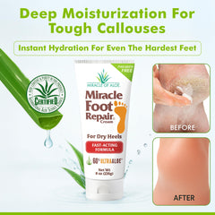 Miracle of Aloe foot repair cream application demo—even coverage on rough skin