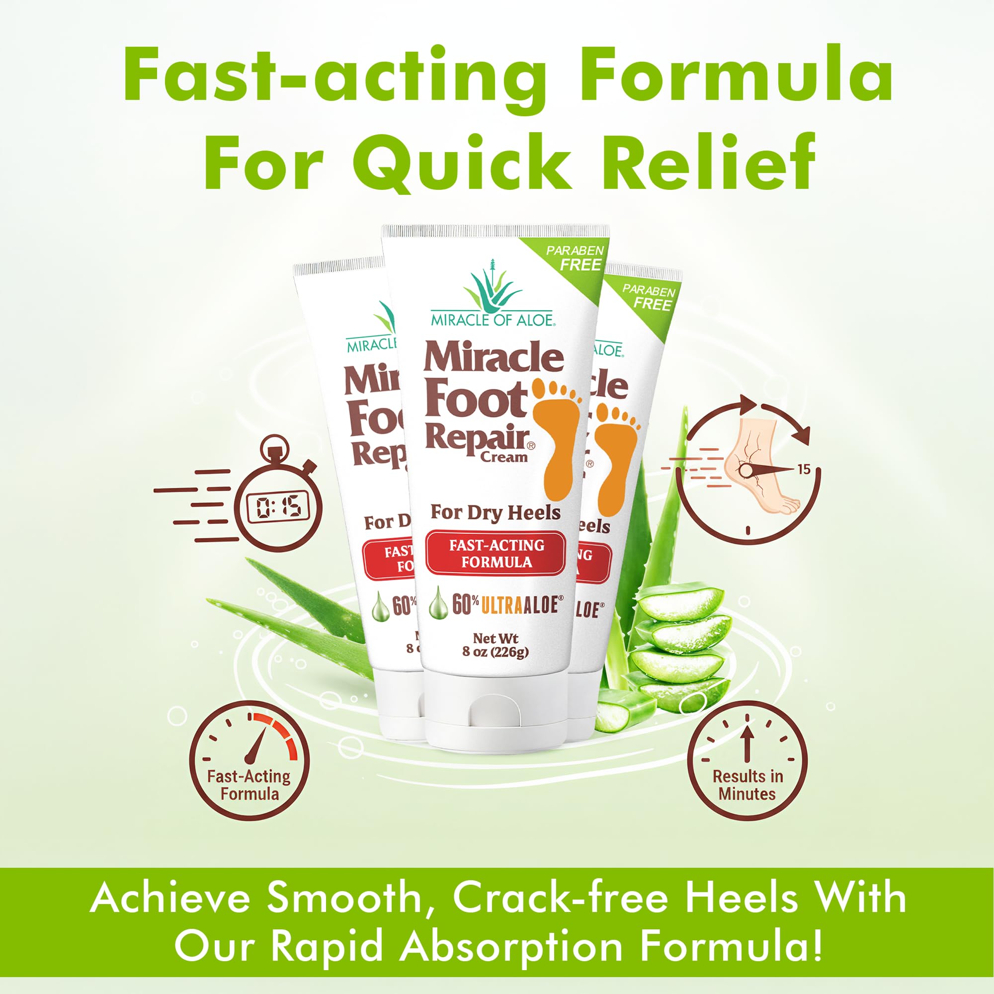 Miracle of Aloe foot repair cream packaging display—label and branding