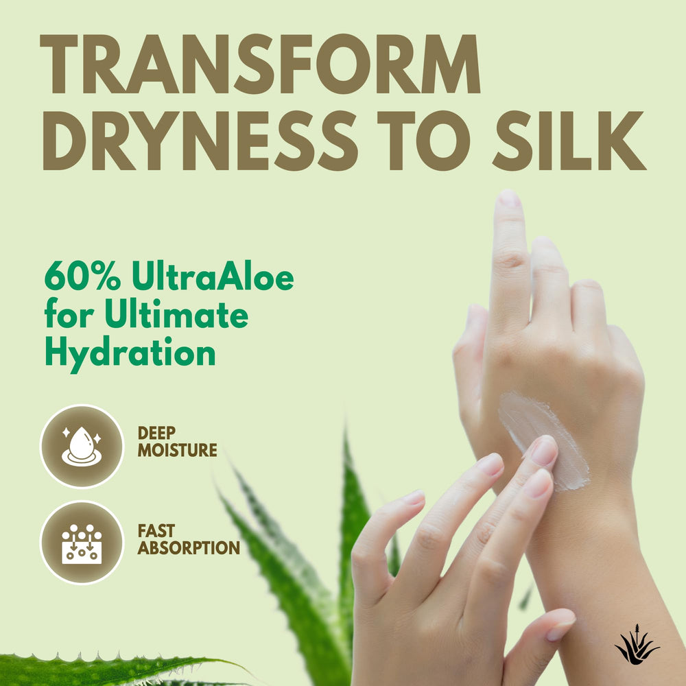 Miracle of Aloe application closeup shows quick-absorbing, non-greasy hand care.