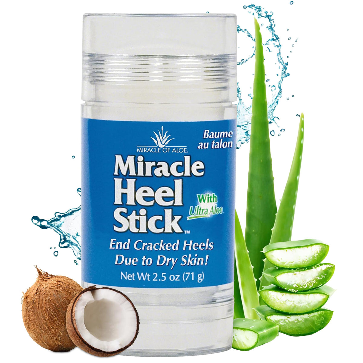 Miracle of Aloe Heel Stick on cracked heel being applied for intense moisture.