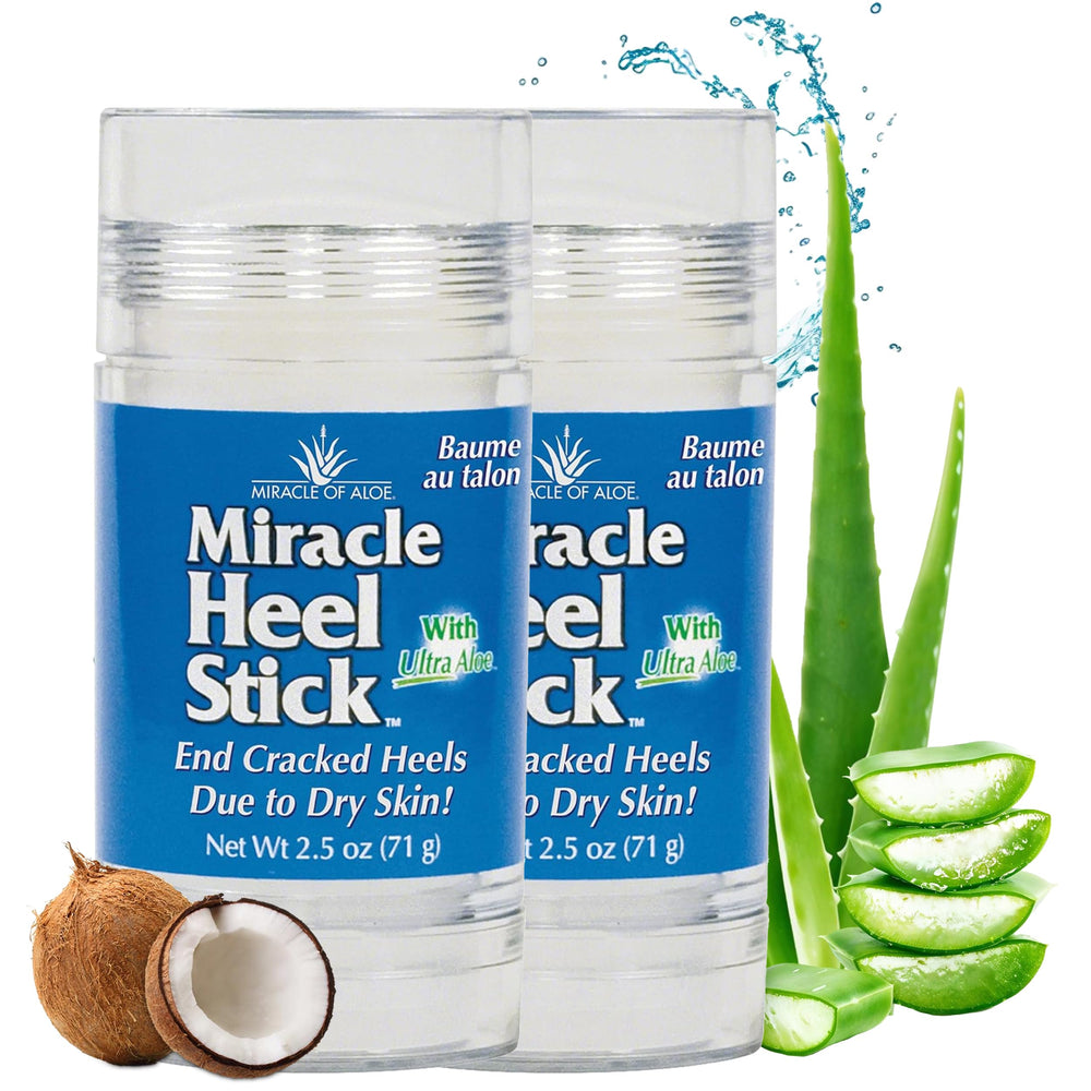 Miracle of Aloe heel stick application shows easy glide for quick relief