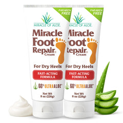 Miracle Foot Repair Cream jar front view highlights 60% Ultra Aloe for deep moisturization
