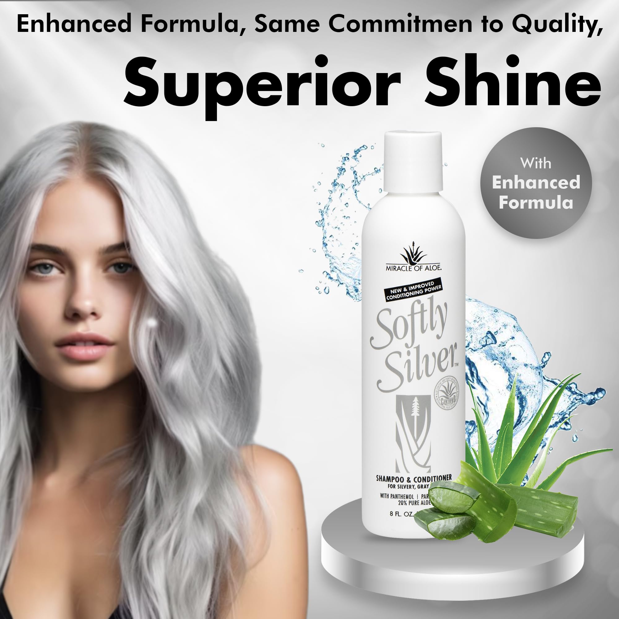 Miracle of Aloe Softly Silver shampoo brightens silver tones, reducing brassiness